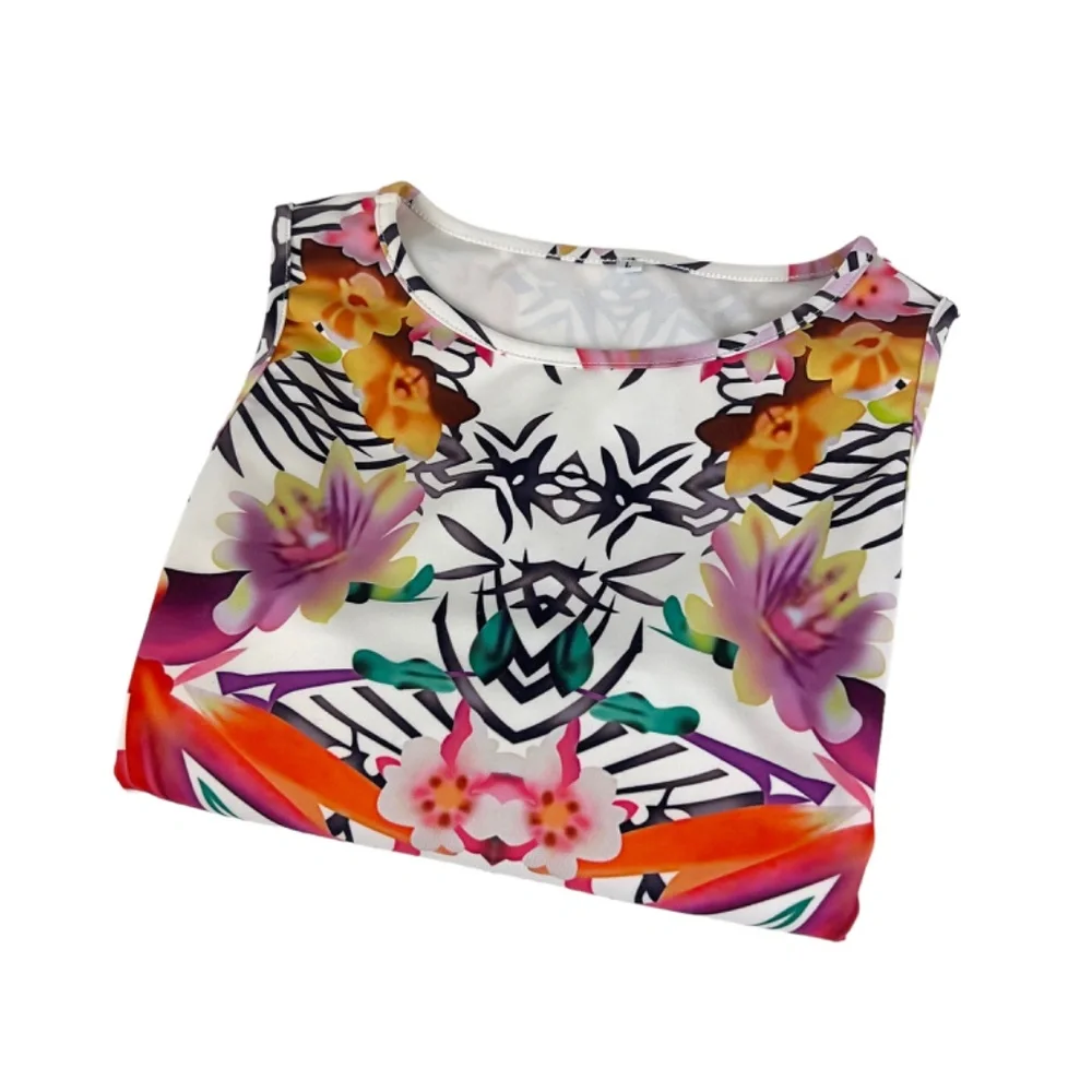 Vintage White Tropical Floral Dress - Picture 6 of 9